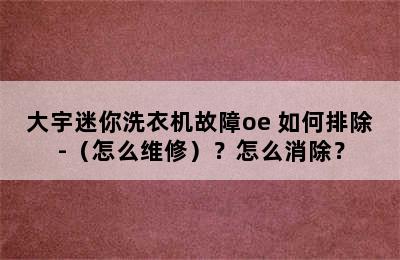 大宇迷你洗衣机故障oe 如何排除-（怎么维修）？怎么消除？